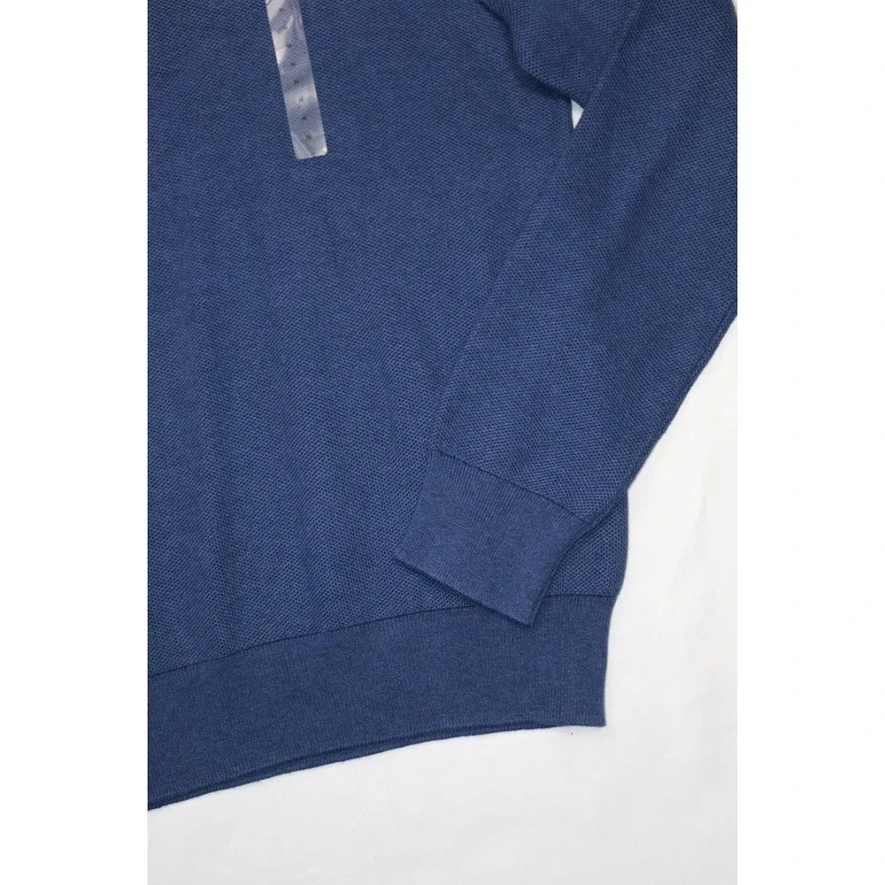 Polo Ralph Lauren Mens Waffle Knit 1/4 Zip Sweater Navy Blue Red Sz M Small Pony